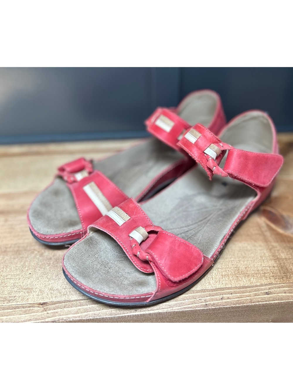 Romika Women's Red Suede Adjustable Strap Sandals Size 40 - Picture 5 of 7